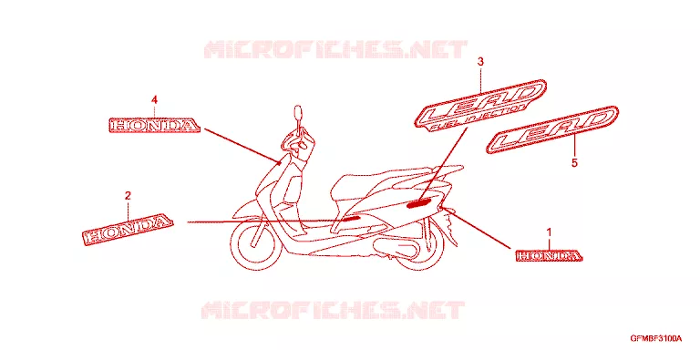 EMBLEEM/STREEP Honda SCOOTER 110 LEAD 2010  NHX110A