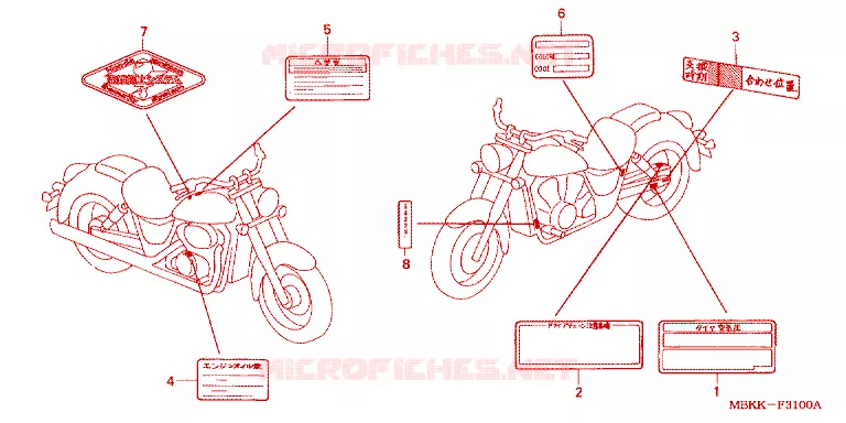 WAARSCHUWINGSLABEL Honda MOTO 400 SHADOW 2005  NV400C5