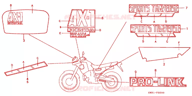 EMBLEEM/STREEP Honda MOTO 250 NX 1990  NX250K_J