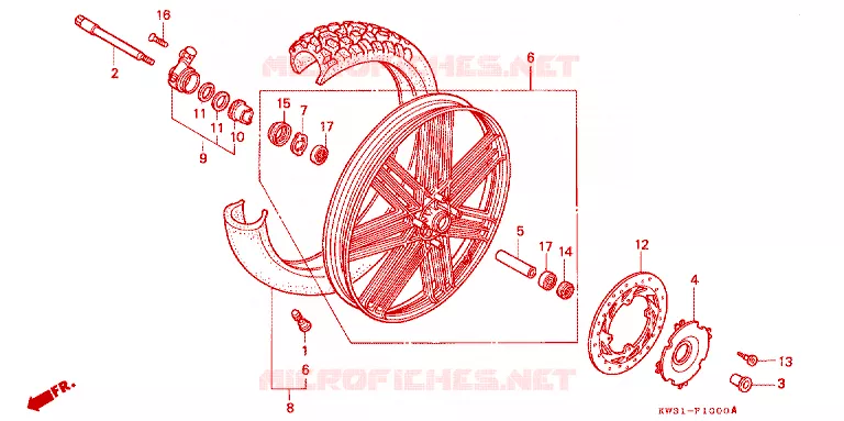 VOORWIEL Honda MOTO 250 NX 1990  NX250K_J