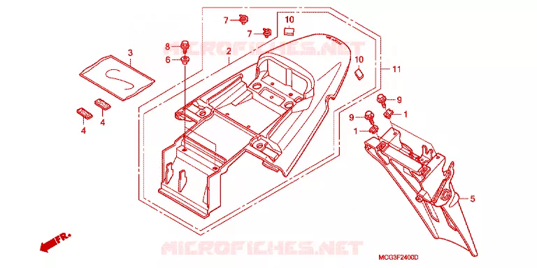 ACHTERSPATBORD  Honda MOTO 400 NX 2003  NX4003