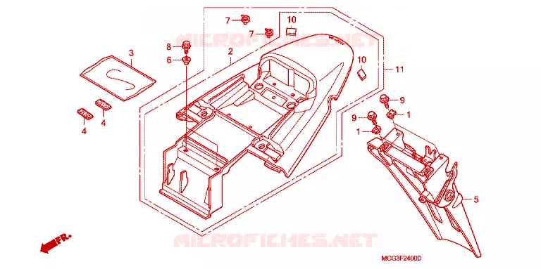 ACHTERSPATBORD  Honda MOTO 400 NX 2003  NX4003