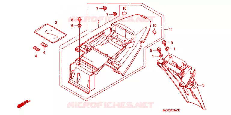 ACHTERSPATBORD  Honda MOTO 400 NX 2004  NX4004