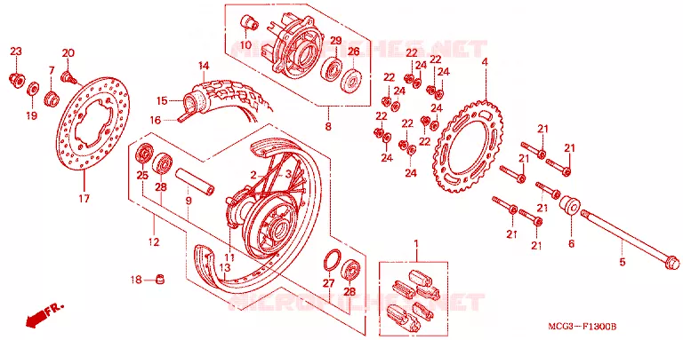 ACHTER WIEL Honda MOTO 400 NX 2004  NX4004