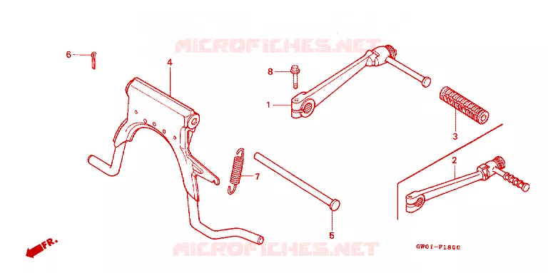 HOOFD STANDAARD/ KICKSTARTER ARM Honda SCOOTER 50 DIO 1988  SK50MJ