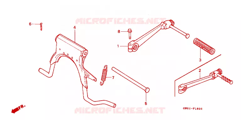 HOOFD STANDAARD/ KICKSTARTER ARM Honda SCOOTER 50 DIO 1989  SK50MK
