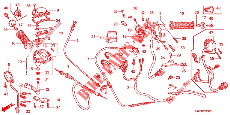 HENDEL HEFBOOM/KABEL/ SCHAKELAAR voor Honda FOURTRAX 500 CAN TRAIL EDITION GPS 2006