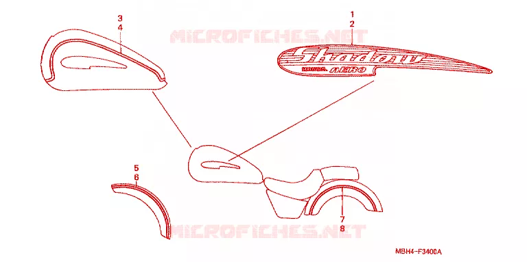 STICKERS Honda MOTO 1100 SHADOW 2000  VT1100C3X