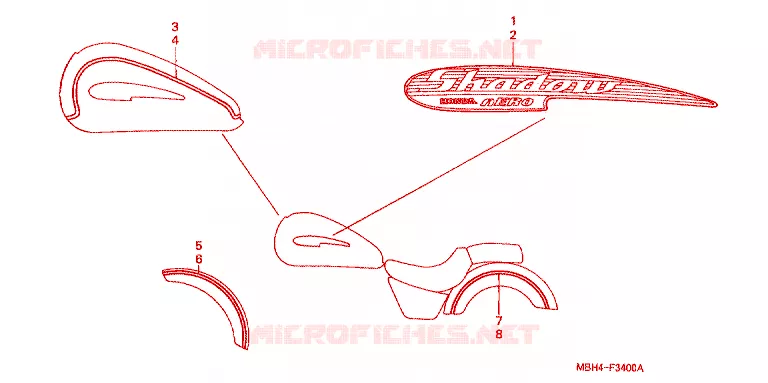 STICKERS Honda MOTO 1100 SHADOW 2000  VT1100C3X
