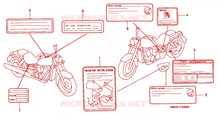 WAARSCHUWINGSLABEL Honda MOTO 1100 SHADOW 2000  VT1100C3X