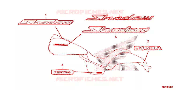 EMBLEEM/STREEP Honda MOTO 750 SHADOW 2012  VT750C2BC-A
