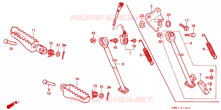 VOETSTEUN - STAND Honda MOTO 80 CRM 1991  CRM80L