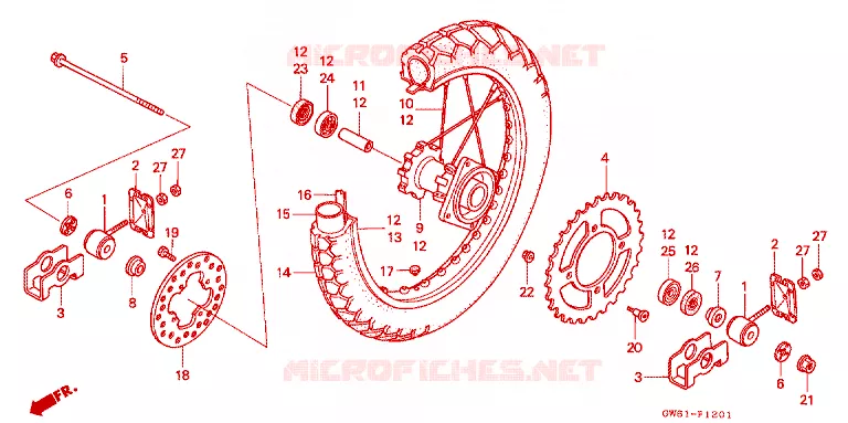 ACHTER WIEL Honda MOTO 80 CRM 1992  CRM80P