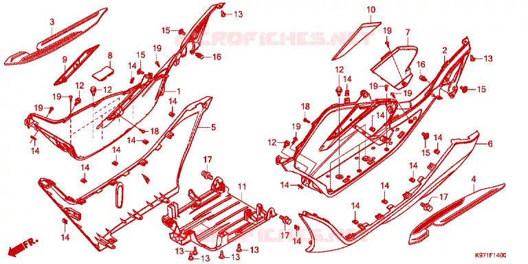 ZIJDE ROK/MIDDEN AFDEKKING Honda SCOOTER 150 PCX 2019  WW150J