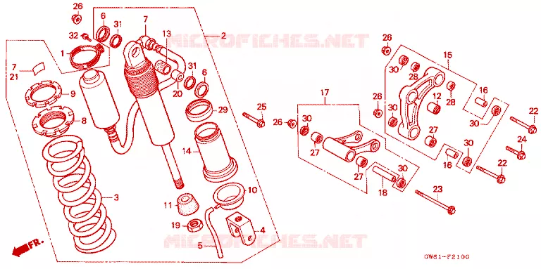 ACHTER SCHOKBREKER Honda MOTO 50 CRM 1991  CRM50L