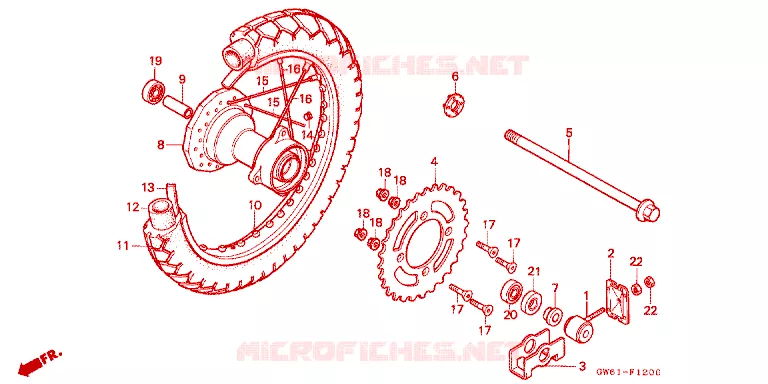 ACHTER WIEL Honda MOTO 50 CRM 1991  CRM50L