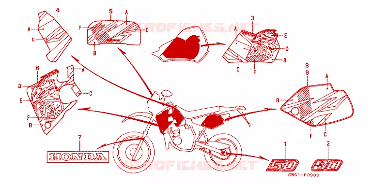 EMBLEEM/STREEP Honda MOTO 50 CRM 1993  CRM50P