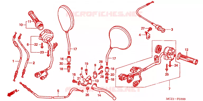 HENDEL HEFBOOM/KABEL/ SCHAKELAAR Honda MOTO 900 HORNET 2002  CB900F1