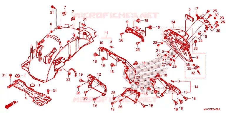 ACHTERSPATBORD  Honda MOTO 1800 GOLD-WING 2020  GL1800DAL
