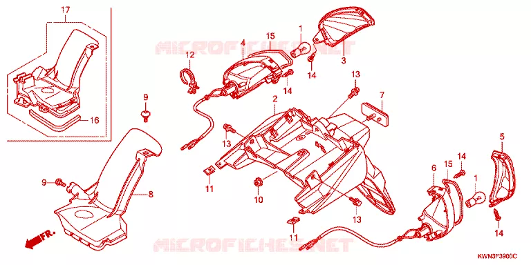 ACHTERSPATBORD / KNIPPERLICHT Honda SCOOTER 125 PCX 2013  WW125EX2A