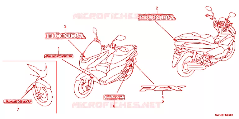 EMBLEEM/STREEP Honda SCOOTER 125 PCX 2010  WW125EX2A