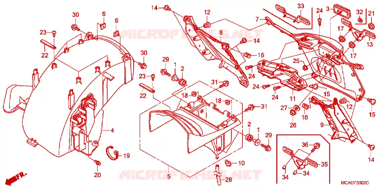 ACHTERSPATBORD  Honda MOTO 1800 GOLD-WING 2013  GL1800D