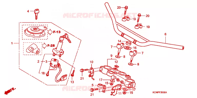 HENDEL PIJP/BOVENSTE BRUG/ STURING STANG Honda MOTO 200 XR 2004  XR2003
