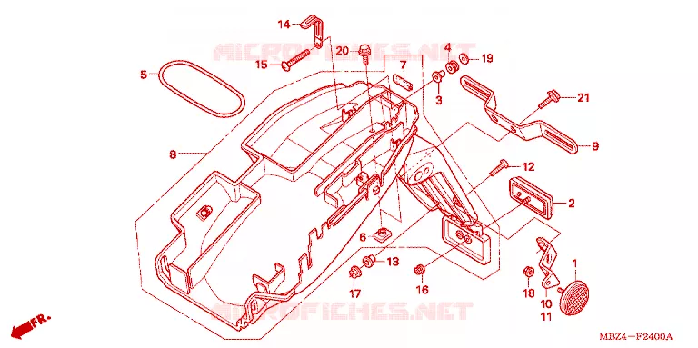 ACHTERSPATBORD  Honda MOTO 600 HORNET 2004  CB600F4_A