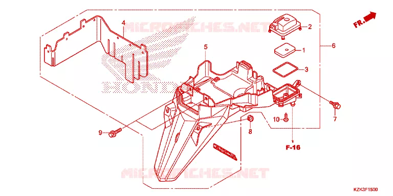 ACHTERSPATBORD  Honda SCOOTER 110 DIO 2013  SCV110FBD