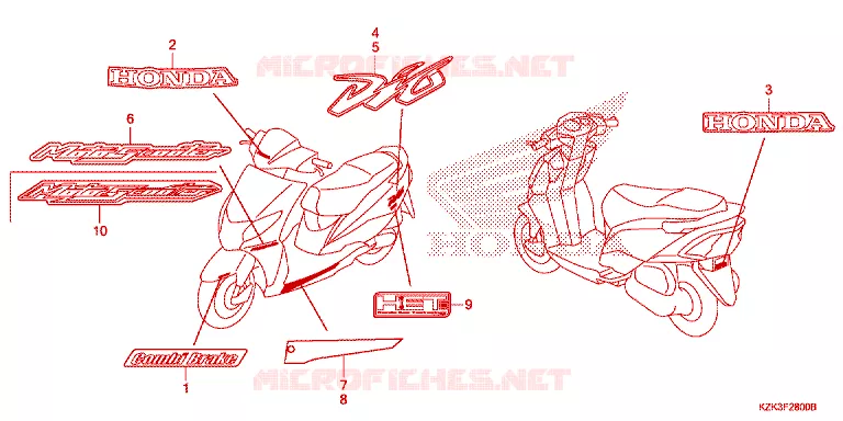 EMBLEEM/STREEP Honda SCOOTER 110 DIO 2014  SCV110FBD