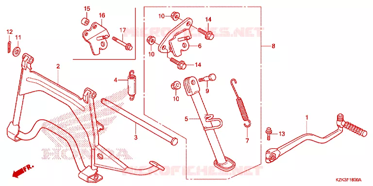 KICKSTARTER ARM/STANDAARD Honda SCOOTER 110 DIO 2014  SCV110FBD