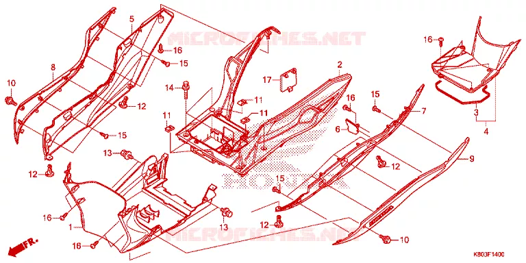 ZIJDE ROK/MIDDEN AFDEKKING Honda SCOOTER 125 ELITE 2021  NSC1255SHK