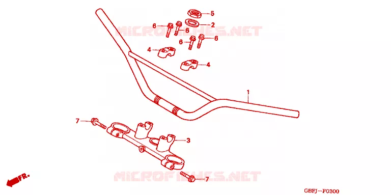 HENDEL PIJP/BOVENSTE BRUG/ STURING STANG Honda MOTO 80 CR 2000  CR80RBY