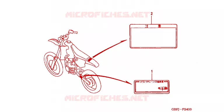 WAARSCHUWINGSLABEL Honda MOTO 80 CR 2002  CR80R2