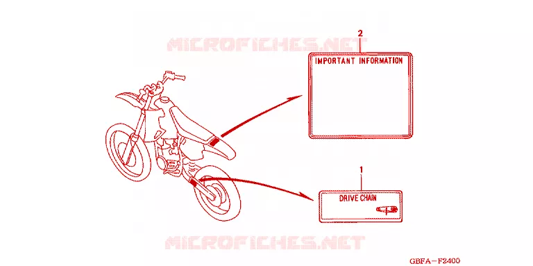 WAARSCHUWINGSLABEL Honda MOTO 80 CR 2000  CR80RY
