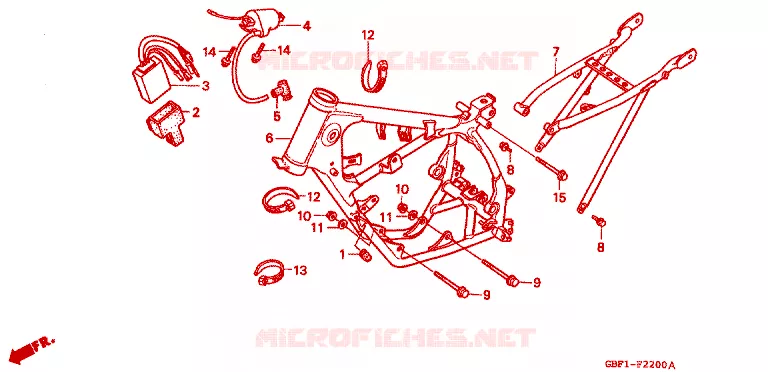 FRAME CHASSIS/ONTSTEKINGSSPOEL Honda MOTO 80 CR 1999  CR80RX