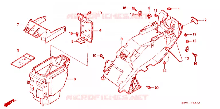 ACHTERSPATBORD - KOFFERBAK Honda MOTO 250 VT 1992  VT250FN