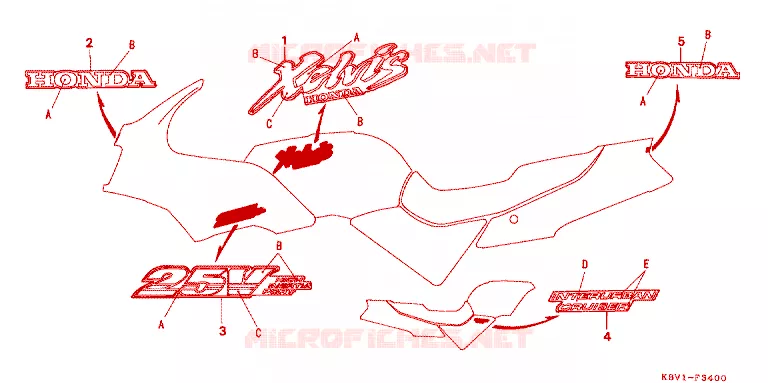 EMBLEEM/STREEP Honda MOTO 250 VT 1992  VT250FN