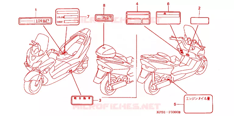 WAARSCHUWINGSLABEL Honda SCOOTER 250 FORZA 2002  NSS250A2_J