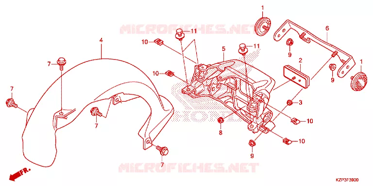 ACHTERSPATBORD  Honda MOTO 110 BENLY 2018  MW1101WHJ