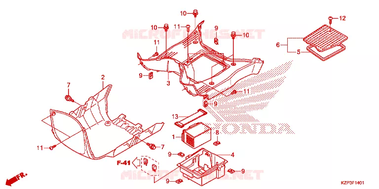ZIJDE ROK/MIDDEN AFDEKKING Honda MOTO 110 BENLY 2018  MW1101WHJ