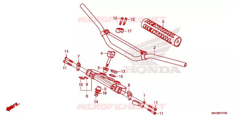 HENDEL PIJP/BOVENSTE BRUG/ STURING STANG Honda MOTO 450 CRF 2024  CRF450XR