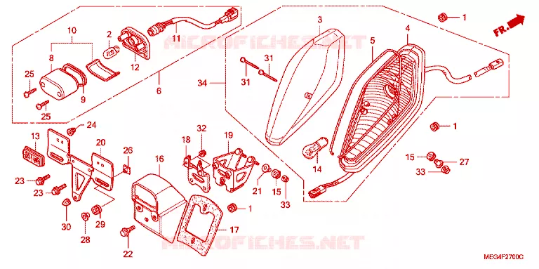 ACHTERLICHT Honda MOTO 750 SHADOW 2004  VT750CA4