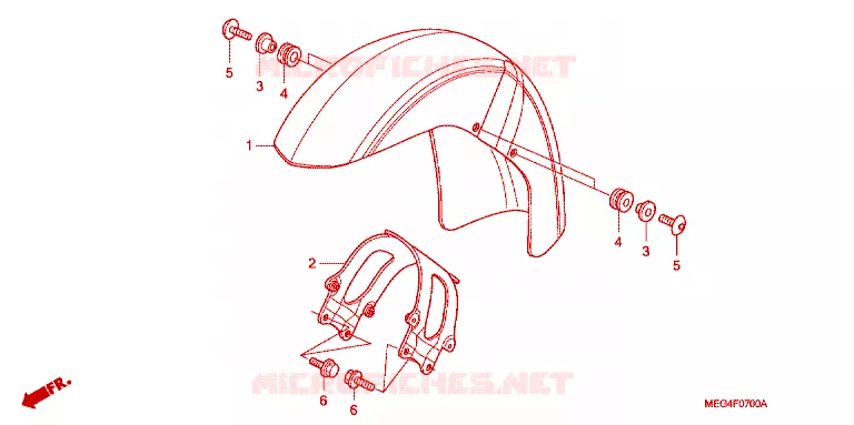 VOORSPATBORD Honda MOTO 750 SHADOW 2004  VT750CA4