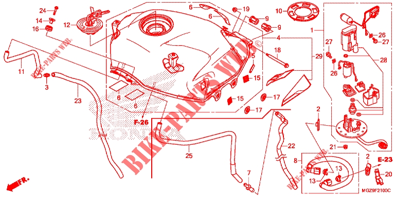 BENZINE TANK/BRANDSTOF POMP voor Honda CB 500 X ABS BLACK 2014