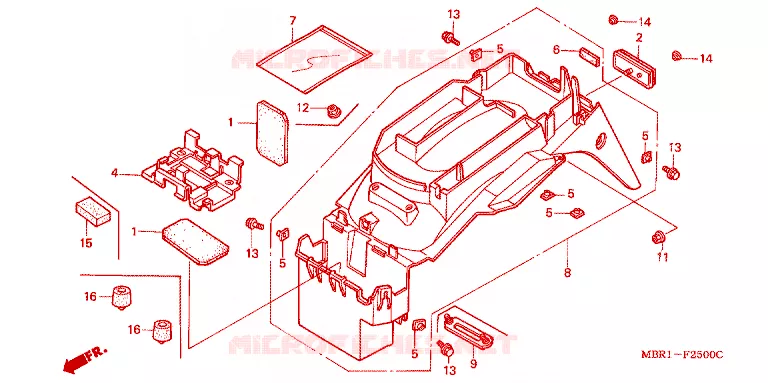 ACHTERSPATBORD  Honda MOTO 1300 CB 2000  CB1300FY