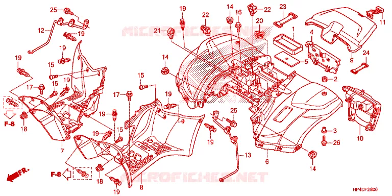 ACHTERSPATBORD  Honda ATV 420 FOURTRAX 2013  TRX420FED