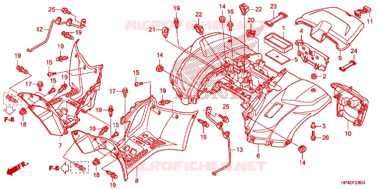 ACHTERSPATBORD  Honda ATV 420 FOURTRAX 2013  TRX420TED