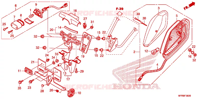 ACHTERLICHT/KENTEKEN LICHT Honda MOTO 1300 VT 2014  VT1300CRE