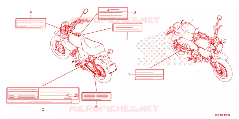 WAARSCHUWINGSLABEL Honda MOTO 125 MONKEY 2023  Z125MAP